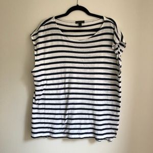 J. Crew oversized navy striped shirt